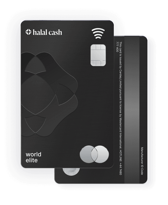 Halal Cash World Elite card, front and back